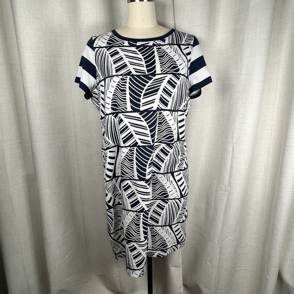 Tommy Bahama Dresses & Skirts - NEW! Tommy Bahama Leaf Line T-Shirt Dress Navy Blue White Size Large Nautical